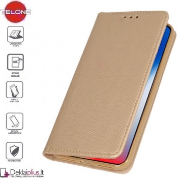 Telone atverčiamas dėklas - auksinės spalvos (telefonui Samsung S22)